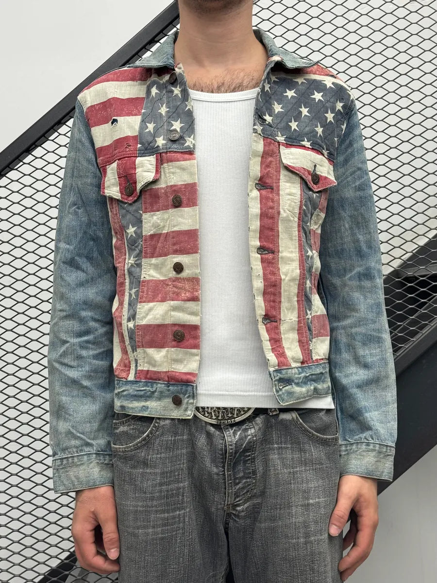 2010s Ralph Lauren Blue American Flag Denim Jacket IIGvEdE 1