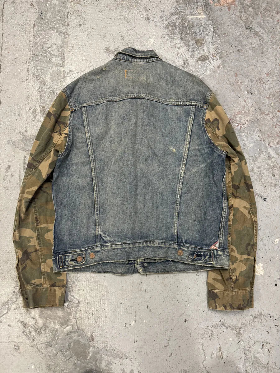 2000s Ralph Lauren Blue Denim Jacket with Camo Sleeves Jtwdahv 1
