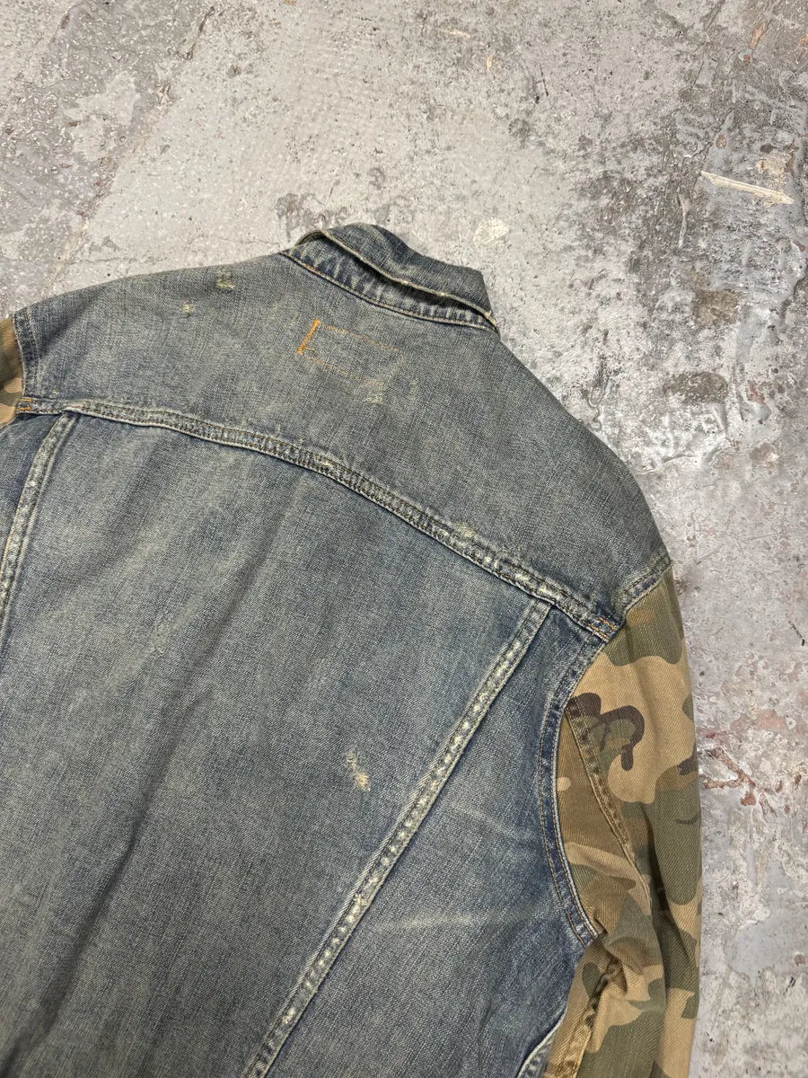 2000s Ralph Lauren Blue Denim Jacket with Camo Sleeves Jtwdahv 3