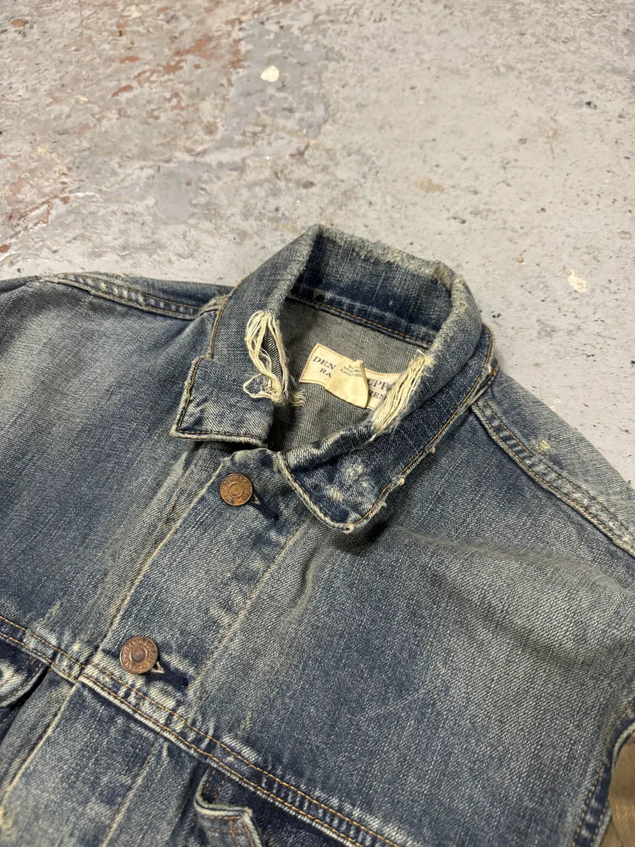 2000s Ralph Lauren Blue Denim Jacket with Camo Sleeves Jtwdahv 5