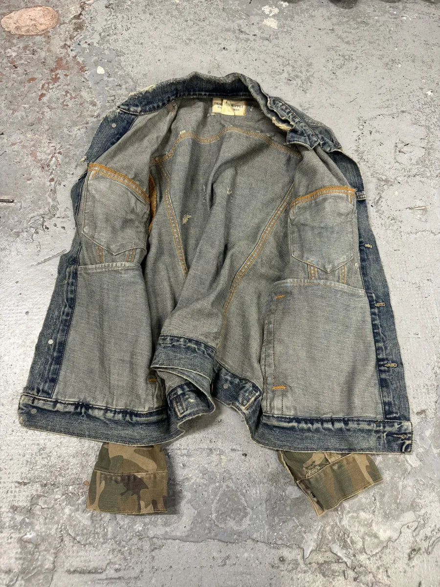 2000s Ralph Lauren Blue Denim Jacket with Camo Sleeves Jtwdahv 6