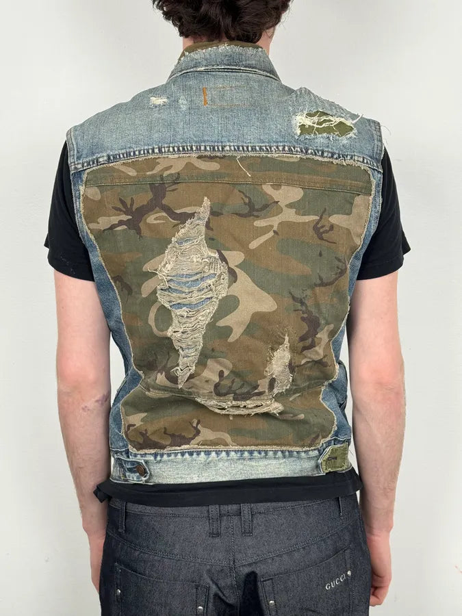 2000s Ralph Lauren Blue Denim Vest Distressed  dljzzTi 3