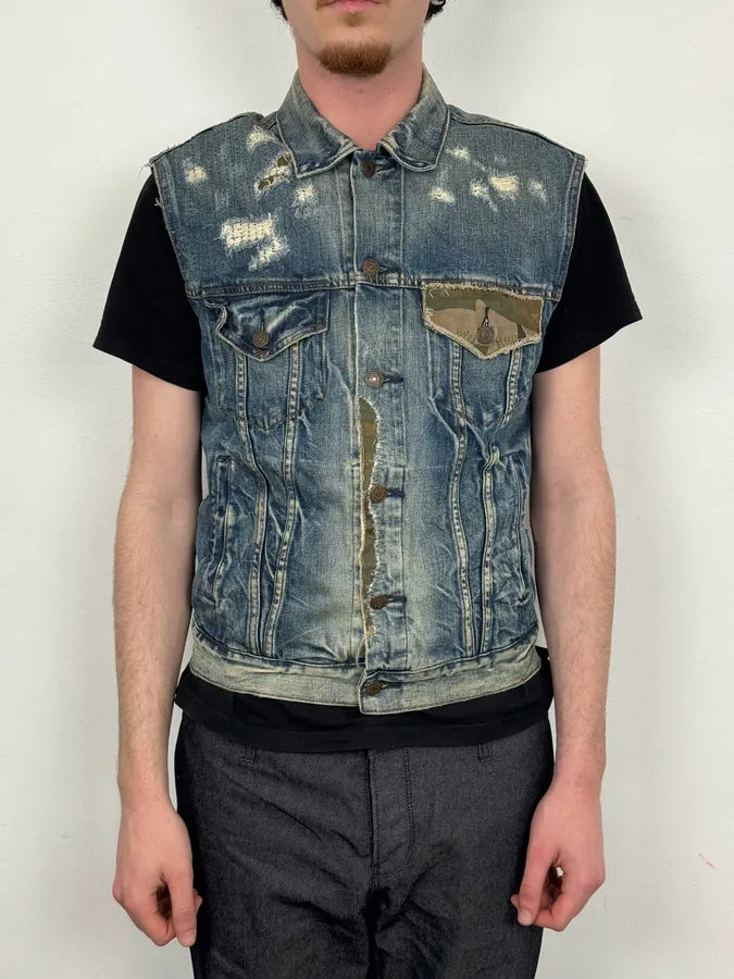 2000s Ralph Lauren Blue Denim Vest Distressed  dljzzTi 2