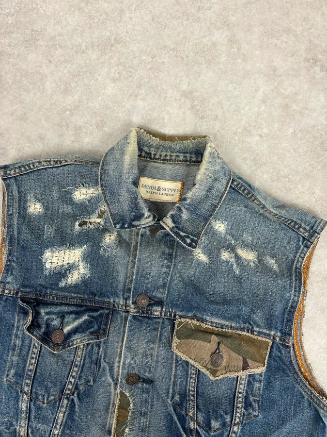 2000s Ralph Lauren Blue Denim Vest Distressed  dljzzTi 4