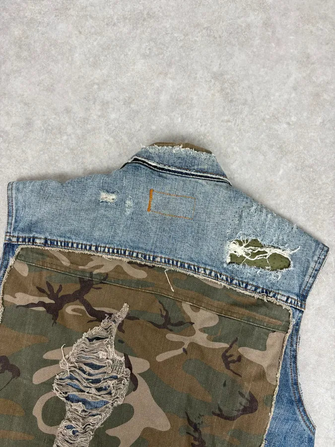 2000s Ralph Lauren Blue Denim Vest Distressed  dljzzTi 5