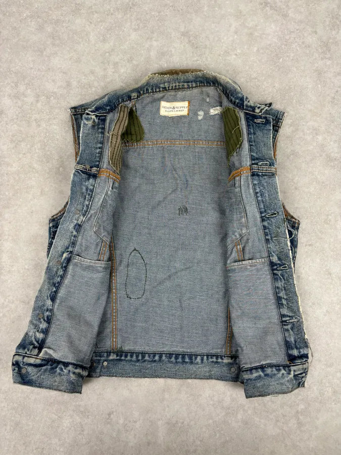 2000s Ralph Lauren Blue Denim Vest Distressed  dljzzTi 6
