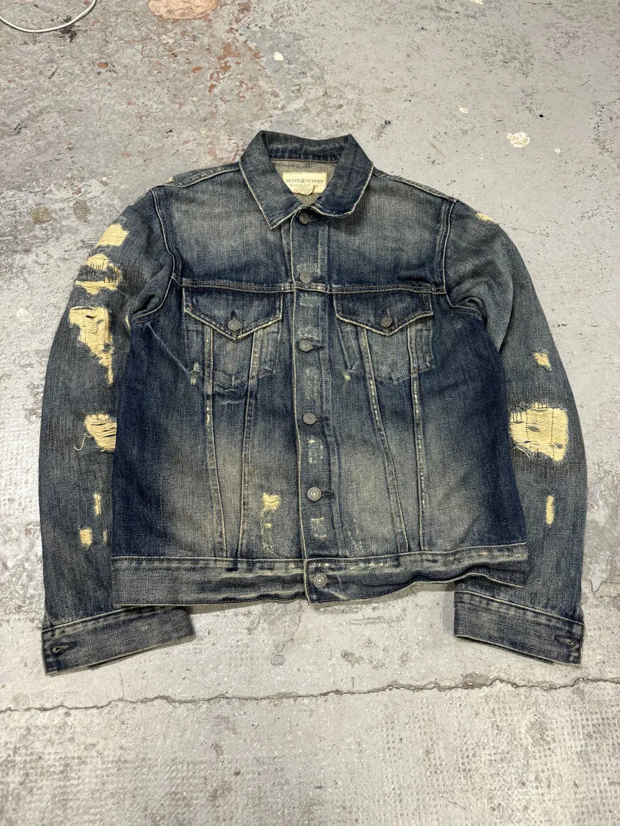2000s Ralph Lauren Blue Distressed Denim Jacket gWQXxMg 10