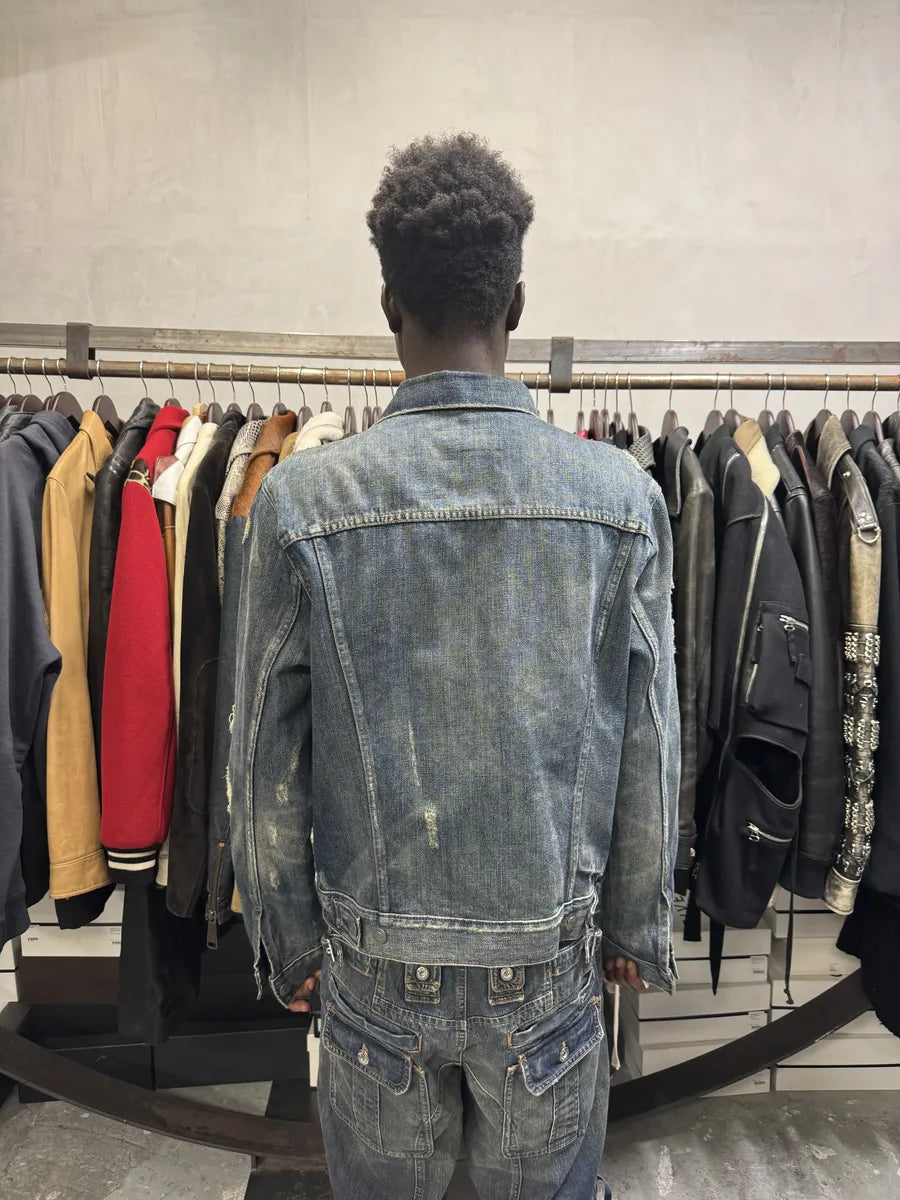 2000s Ralph Lauren Blue Distressed Denim Jacket gWQXxMg 2