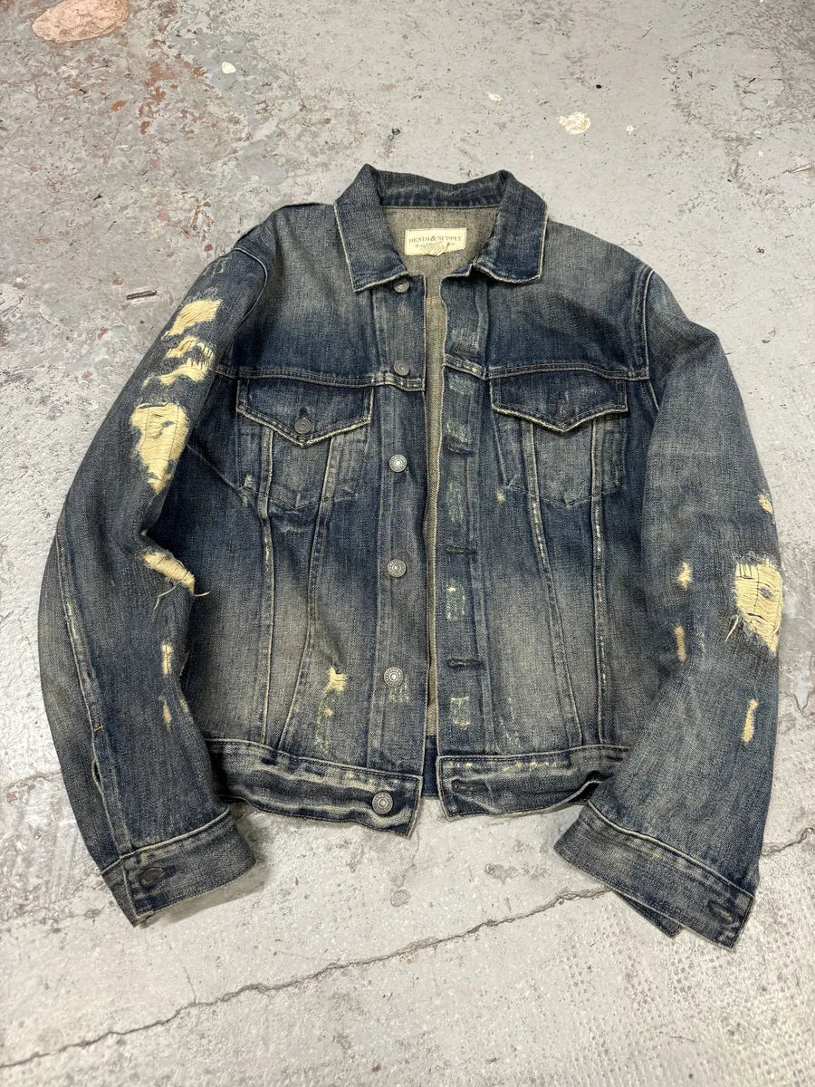 2000s Ralph Lauren Blue Distressed Denim Jacket gWQXxMg 3