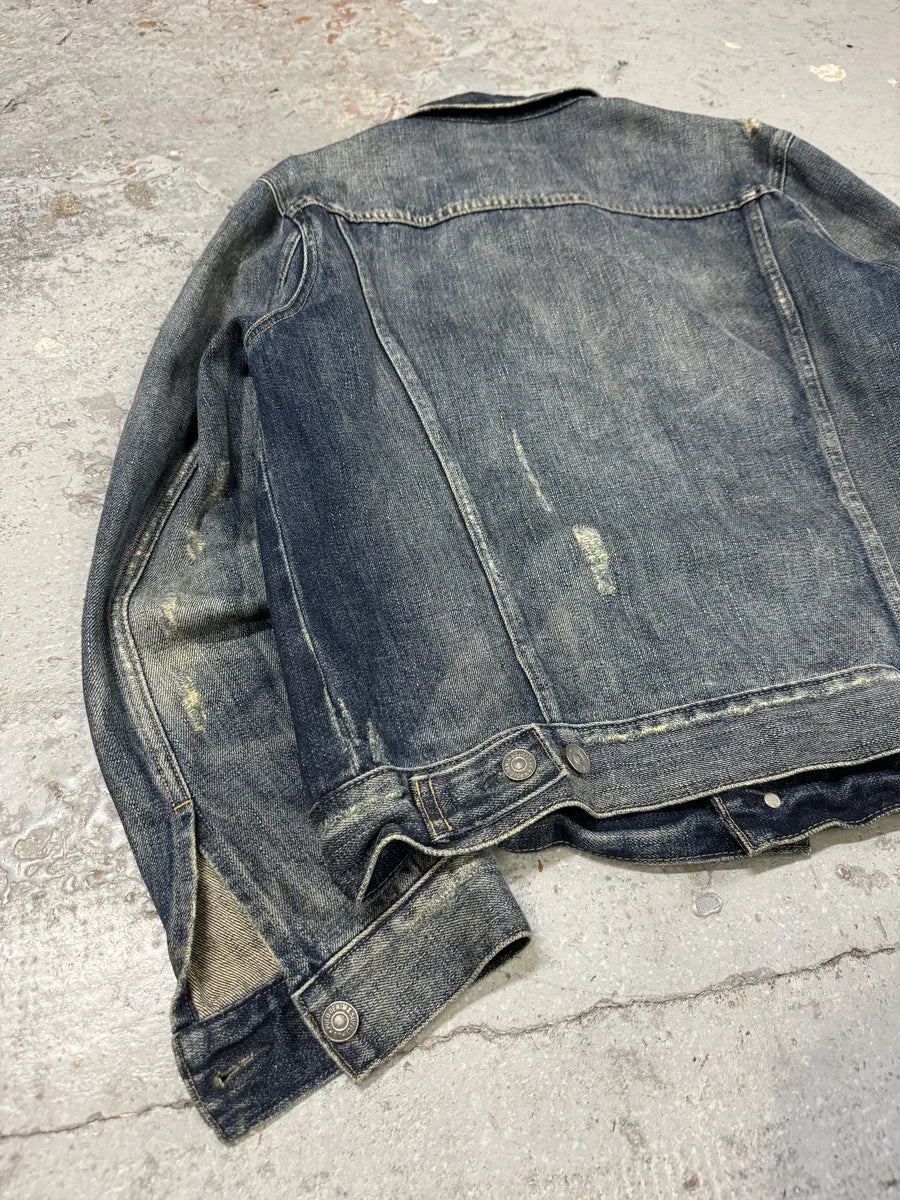 2000s Ralph Lauren Blue Distressed Denim Jacket gWQXxMg 5