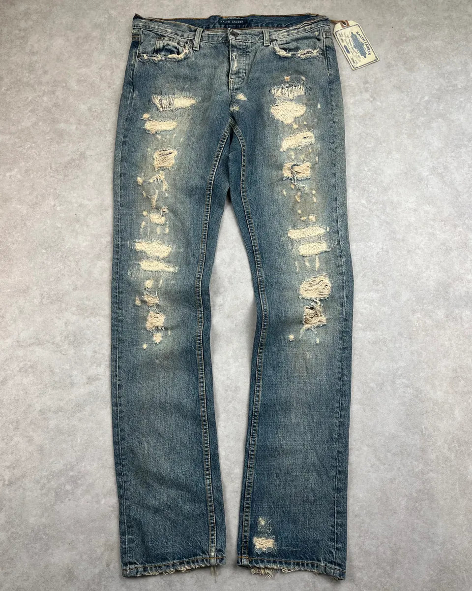 Ralph Lauren Blue Distressed Bleeker Skinny Jeans HQXGlOm 3