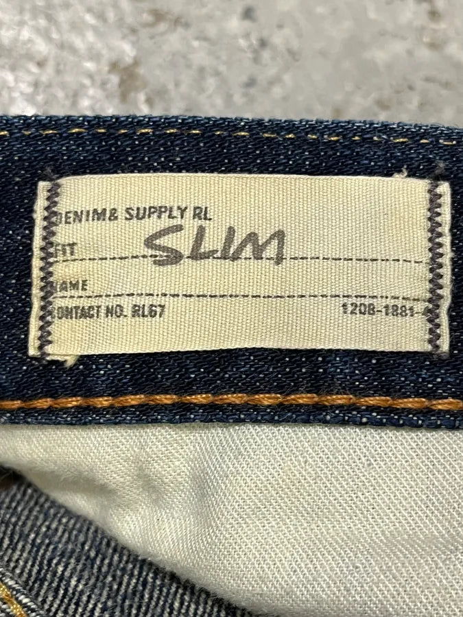 2000s Ralph Lauren Blue Patchwork Effect Slim Denim Jeans QbUtpxK 9