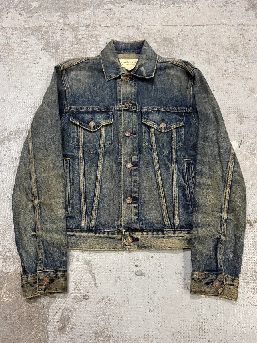 2000s Ralph Lauren Blue USA Flag Eagle Denim Jacket bCahhFH 1