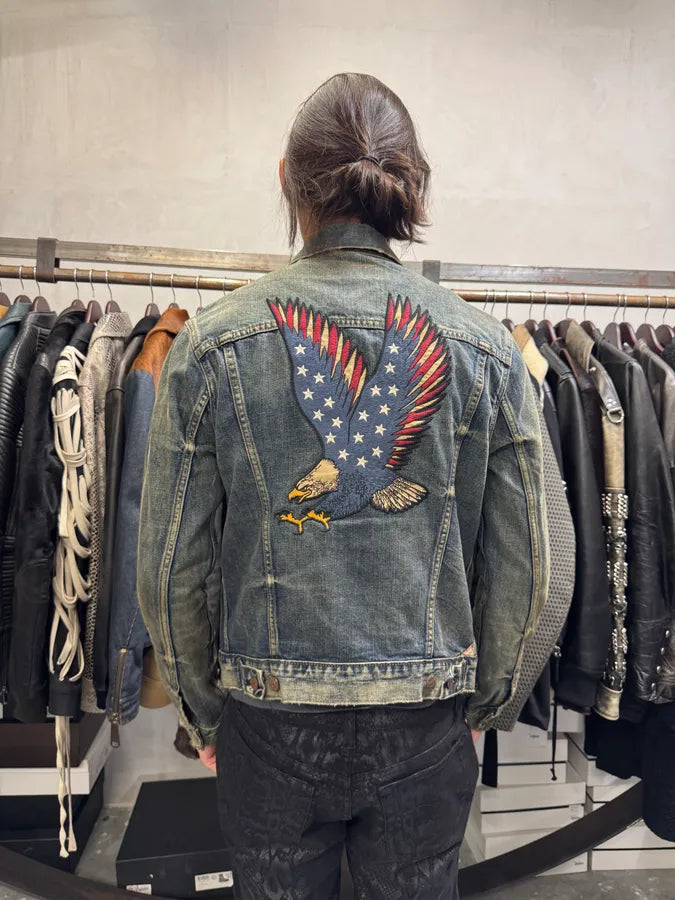 2000s Ralph Lauren Blue USA Flag Eagle Denim Jacket bCahhFH 2