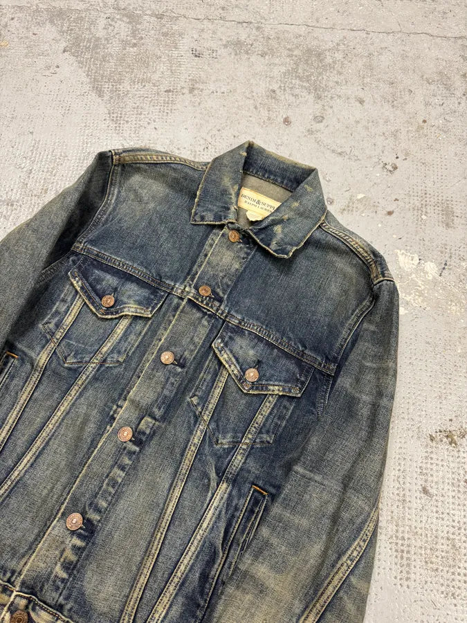 2000s Ralph Lauren Blue USA Flag Eagle Denim Jacket bCahhFH 4