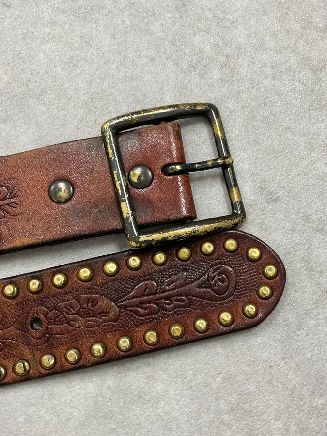 2000s Ralph Lauren Brown Leather Studded Belt LtNDioU 4