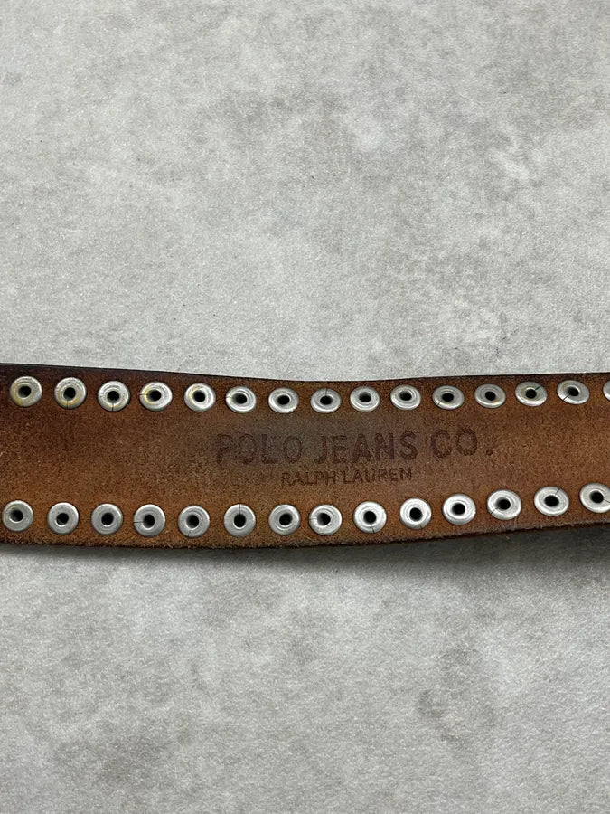2000s Ralph Lauren Brown Leather Studded Belt LtNDioU 6