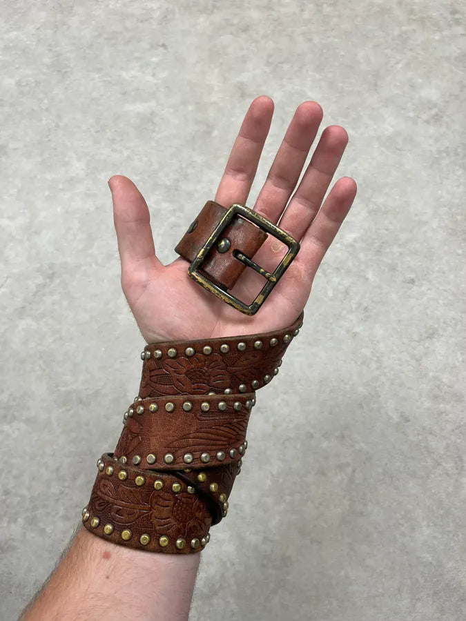 2000s Ralph Lauren Brown Leather Studded Belt LtNDioU 1
