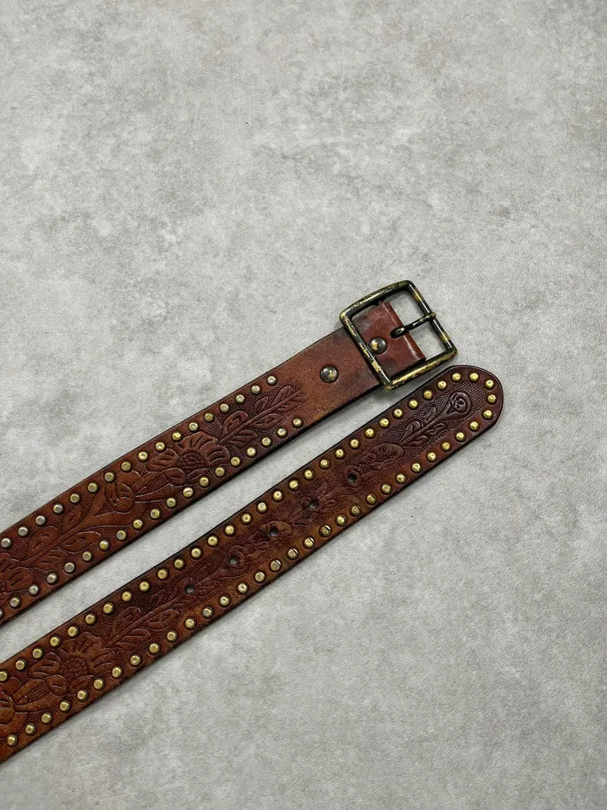 2000s Ralph Lauren Brown Leather Studded Belt LtNDioU 3