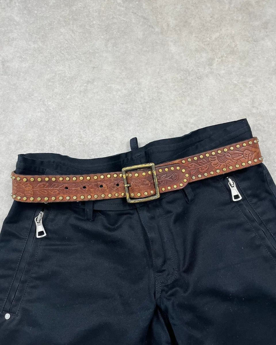 2000s Ralph Lauren Brown Leather Studded Belt LtNDioU 0