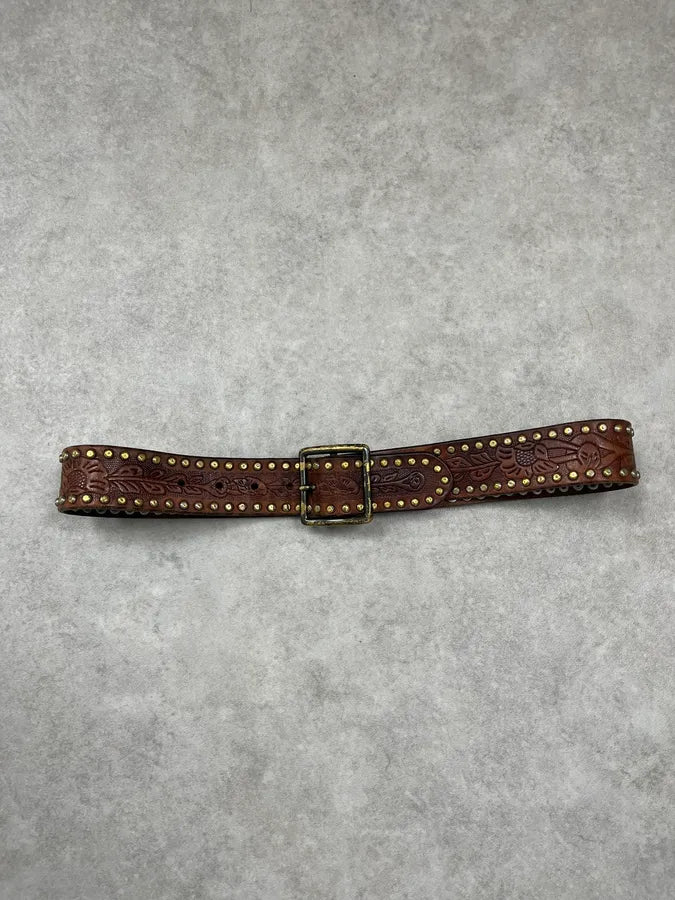 2000s Ralph Lauren Brown Leather Studded Belt LtNDioU 2