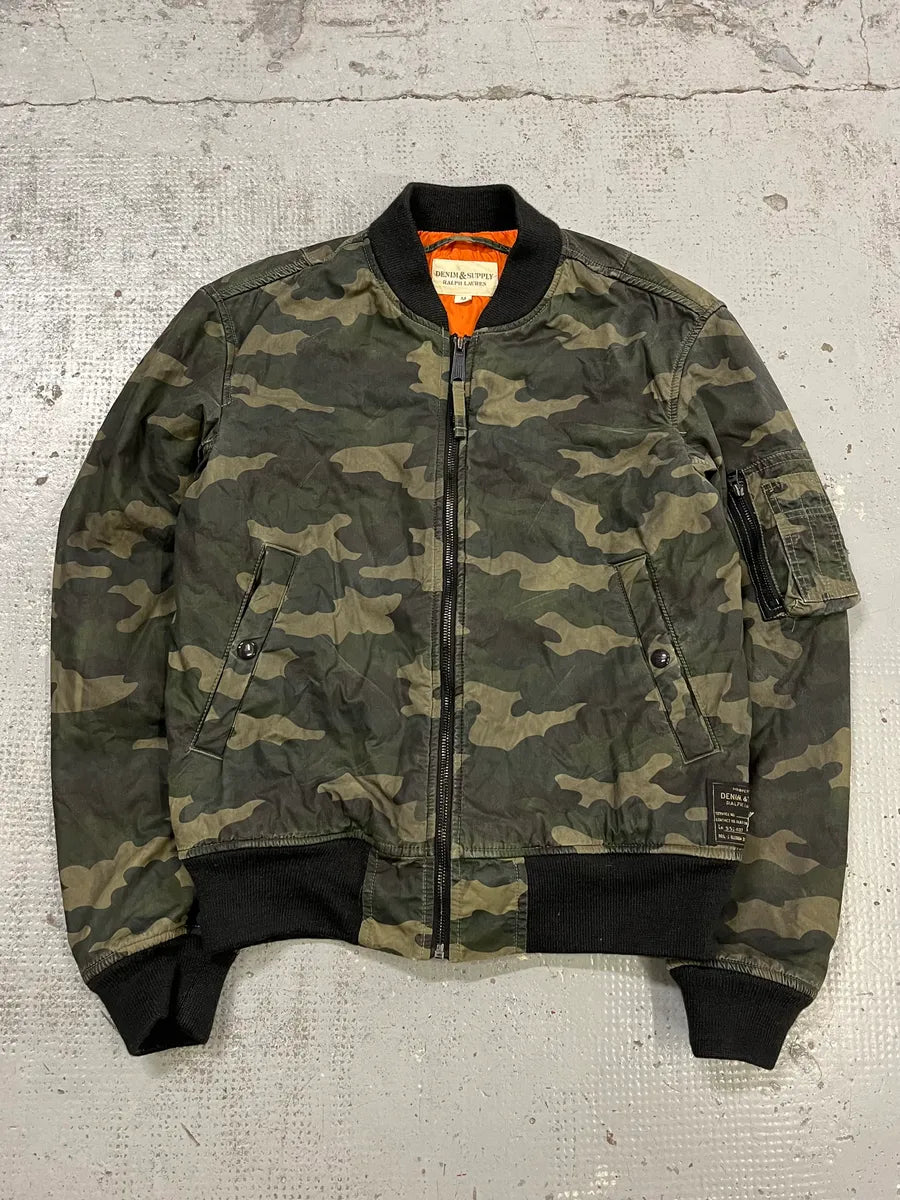 2000s Ralph Lauren Camouflage Olive Bomber Jacket NCLkOUN 0