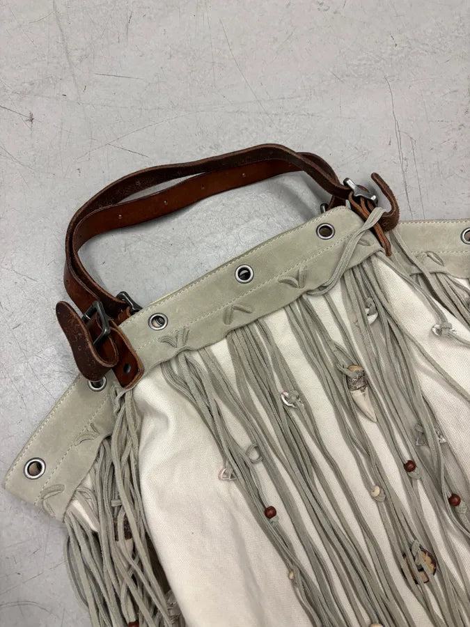 2010s Ralph Lauren Cream Fringe Shell Shoulder Bag KWrgMpF 4