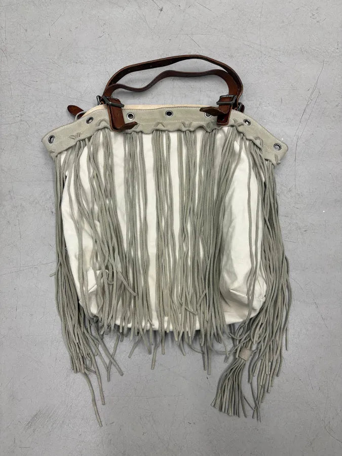 2010s Ralph Lauren Cream Fringe Shell Shoulder Bag KWrgMpF 5