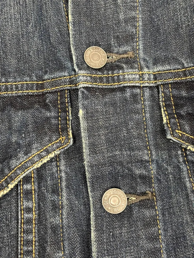 2000s Ralph Lauren Dark Blue Minimalist Stiched Denim Jacket glQhdtN 8