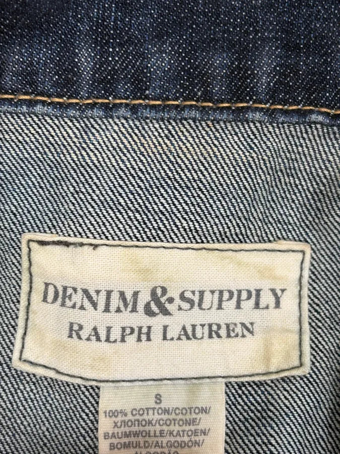 2000s Ralph Lauren Dark Blue Minimalist Stiched Denim Jacket glQhdtN 9