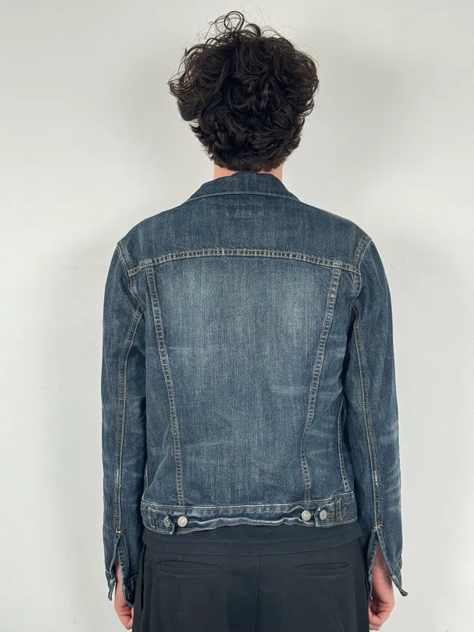 2000s Ralph Lauren Dark Blue Minimalist Stiched Denim Jacket glQhdtN 2