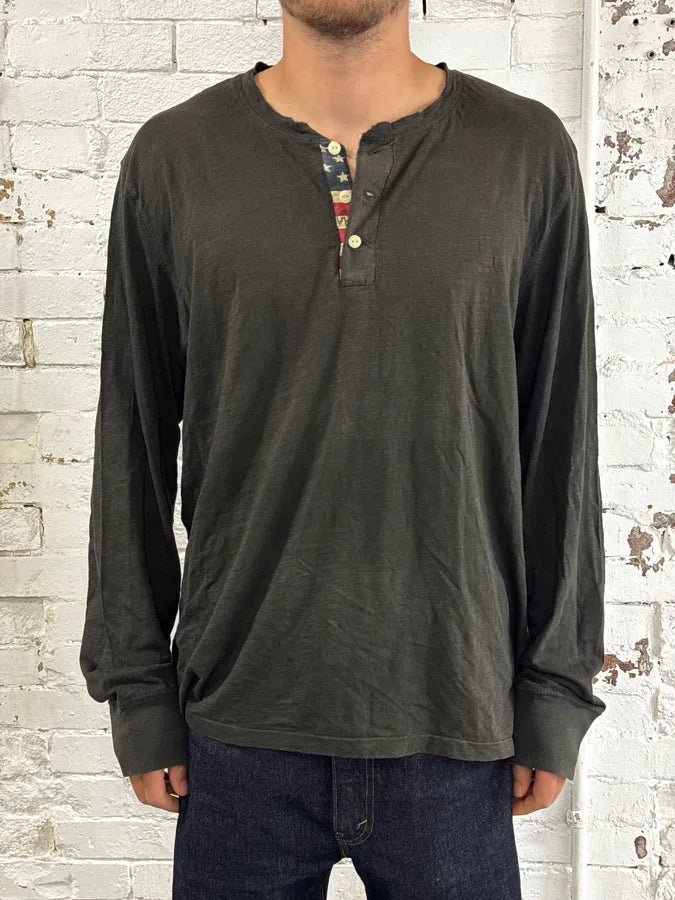 2000s Ralph Lauren Dark Brown America Henley Longsleeve wnlpuLh 0