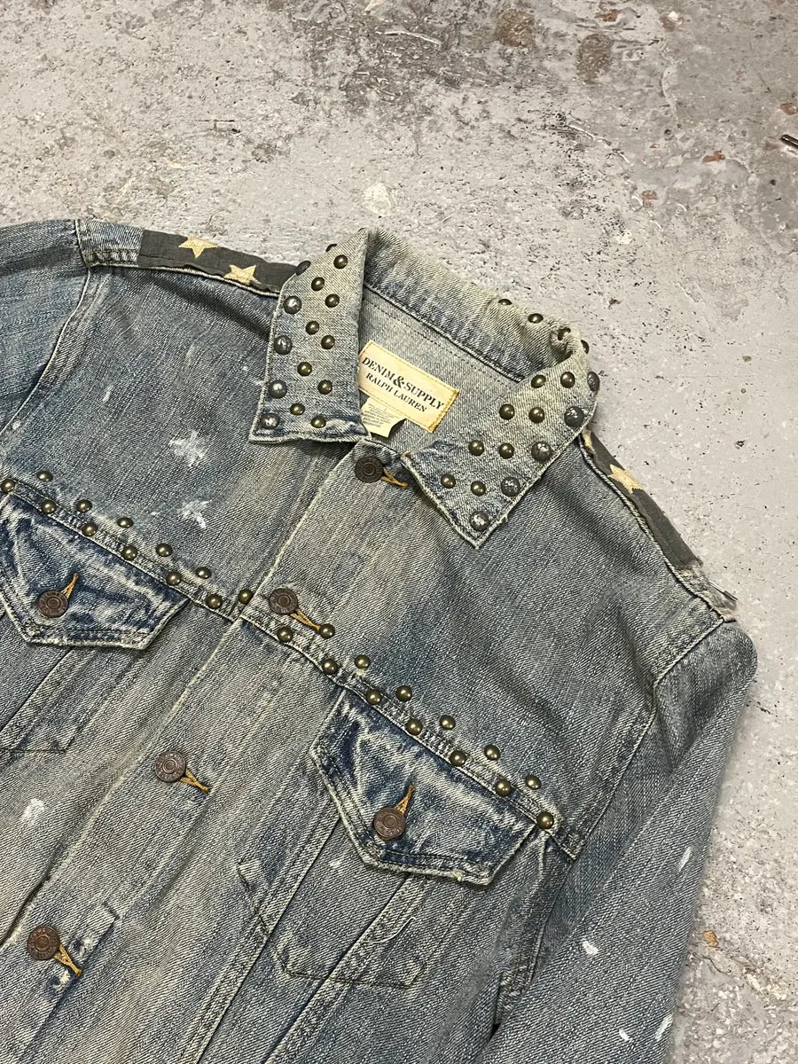 2000s Ralph Lauren Denim & Supply Blue Studded USA Flag Jacket hYAnttS 7