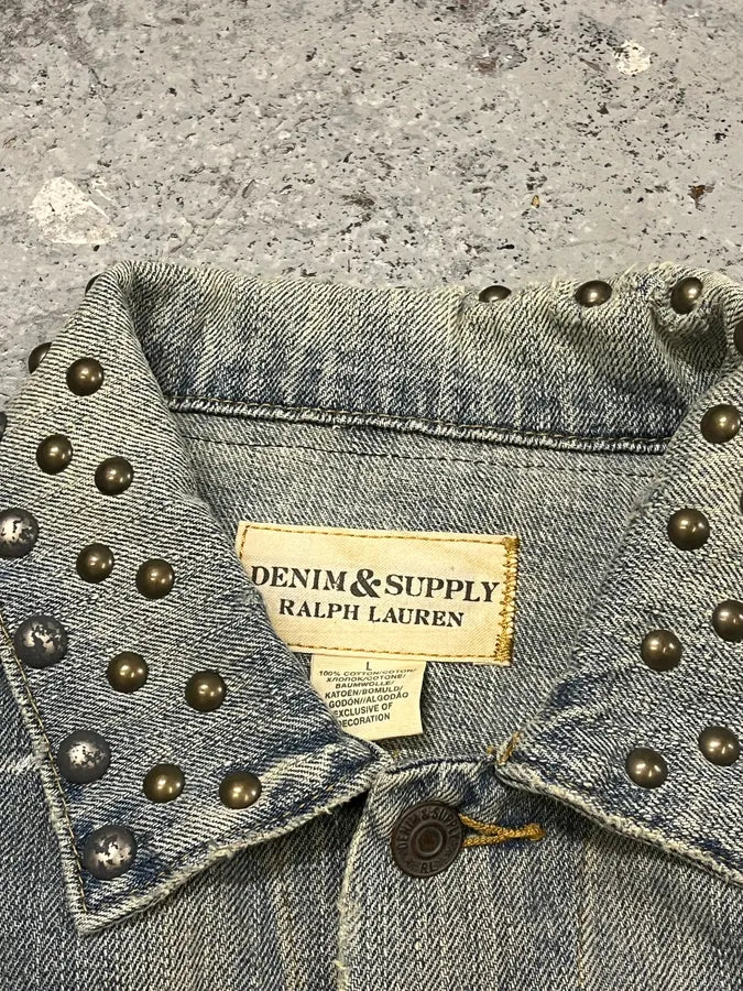 2000s Ralph Lauren Denim & Supply Blue Studded USA Flag Jacket hYAnttS 8