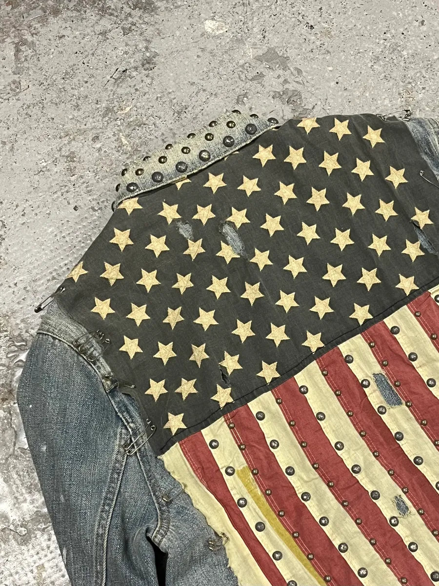 2000s Ralph Lauren Denim & Supply Blue Studded USA Flag Jacket hYAnttS 5