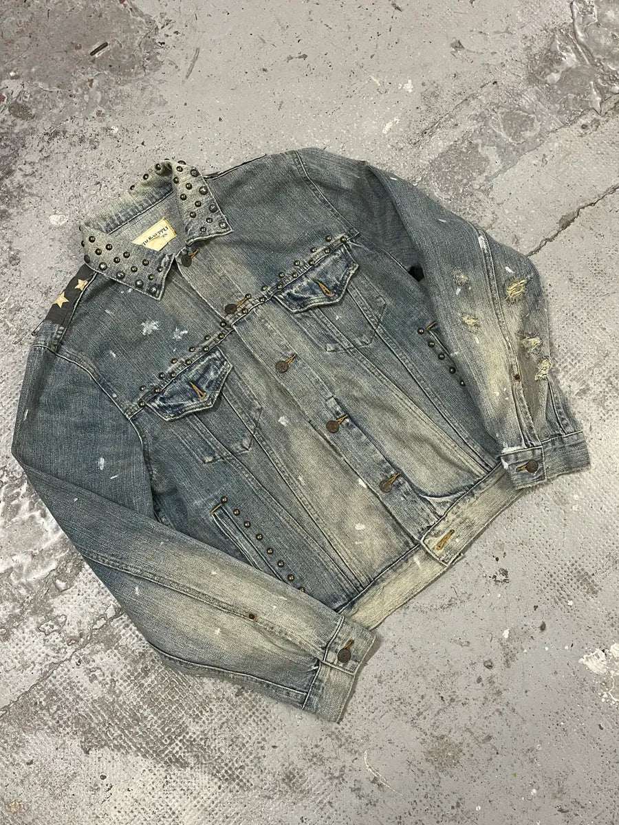 2000s Ralph Lauren Denim & Supply Blue Studded USA Flag Jacket hYAnttS 6
