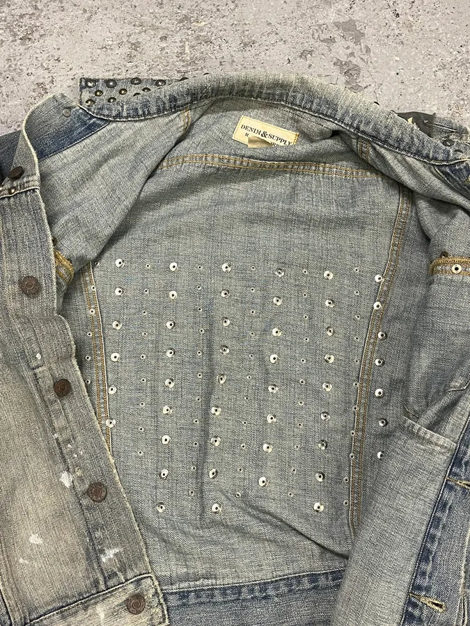 2000s Ralph Lauren Denim & Supply Blue Studded USA Flag Jacket hYAnttS 9