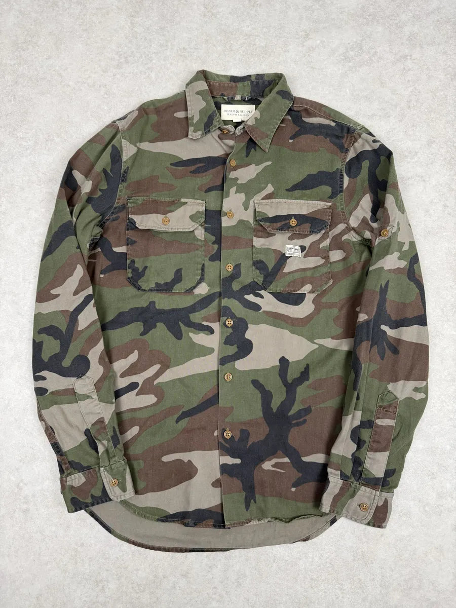2000s Ralph Lauren Denim & Supply Camo Green Shirt ZiGYDmi 0