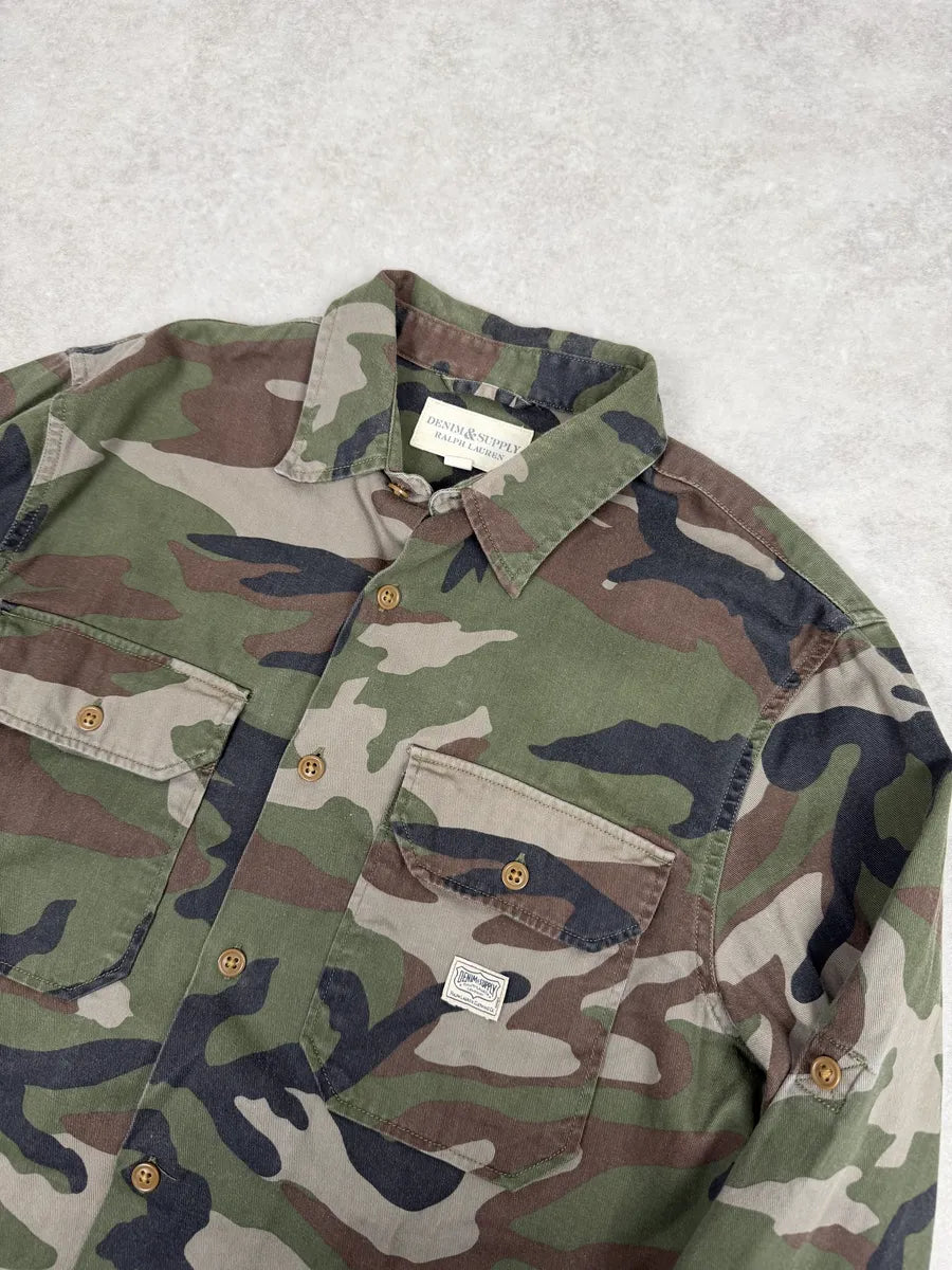 2000s Ralph Lauren Denim & Supply Camo Green Shirt ZiGYDmi 4
