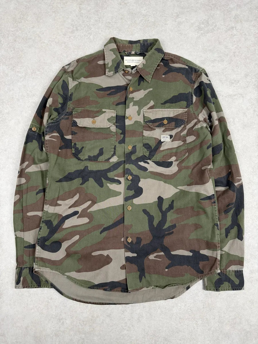 2000s Ralph Lauren Denim & Supply Camo Green Shirt ZiGYDmi 5