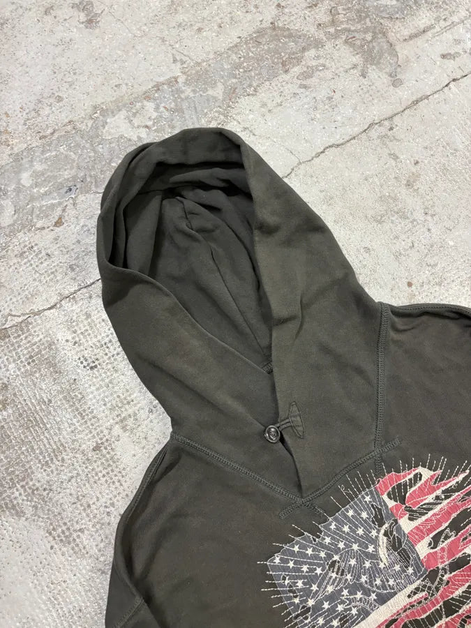 2000s Ralph Lauren Denim & Supply Destroyed USA Flag Khaki Hoodie ZmVtcGo 4