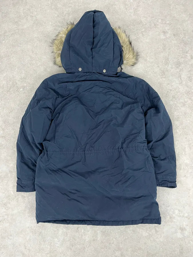 2000s Ralph Lauren Denim & Supply Fur Hood Puffer Parka Navy Jacket SpVFvOP 5