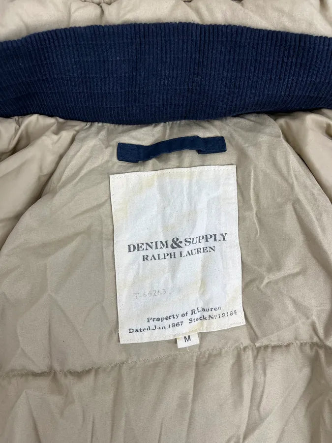 2000s Ralph Lauren Denim & Supply Fur Hood Puffer Parka Navy Jacket SpVFvOP 8