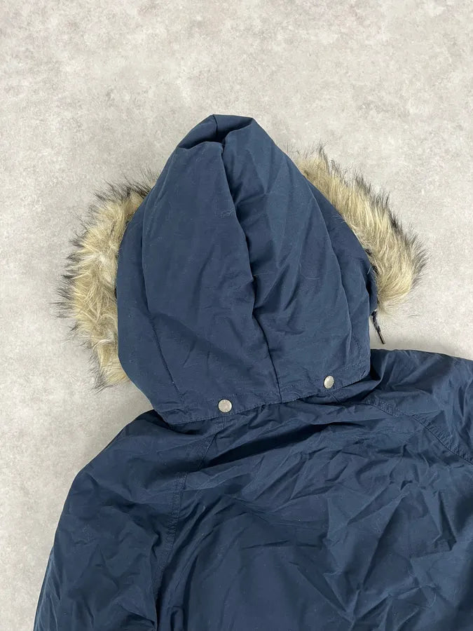 2000s Ralph Lauren Denim & Supply Fur Hood Puffer Parka Navy Jacket SpVFvOP 6