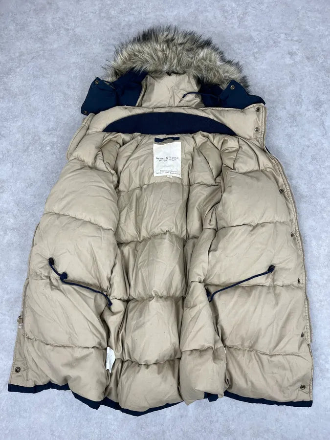 2000s Ralph Lauren Denim & Supply Fur Hood Puffer Parka Navy Jacket SpVFvOP 7