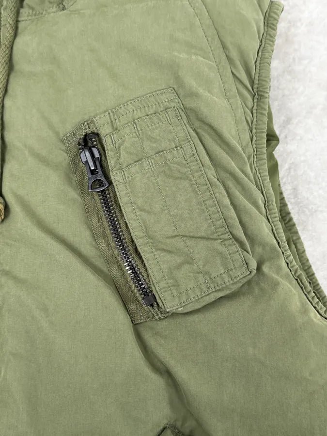 2000s Ralph Lauren Denim & Supply Khaki Fur Hood Vest Jacket TBpiTrn 8