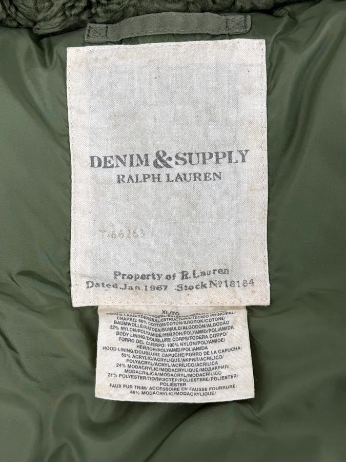 2000s Ralph Lauren Denim & Supply Khaki Fur Hood Vest Jacket TBpiTrn 9
