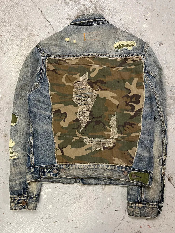 2000s Ralph Lauren Denim & Supply Military Distressed Blue Jacket (M) AxSDwuR 1