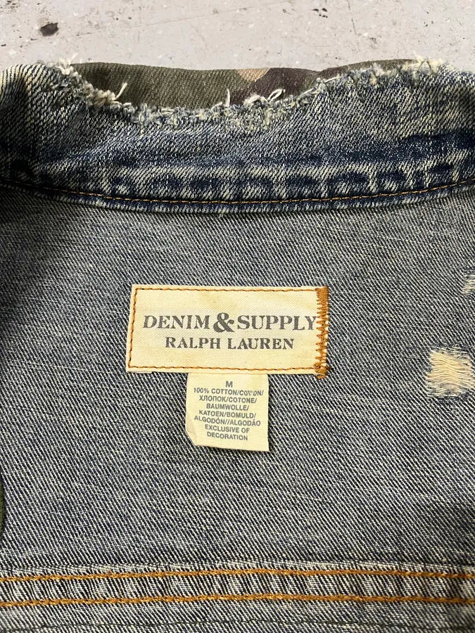 2000s Ralph Lauren Denim & Supply Military Distressed Blue Jacket (M) AxSDwuR 10