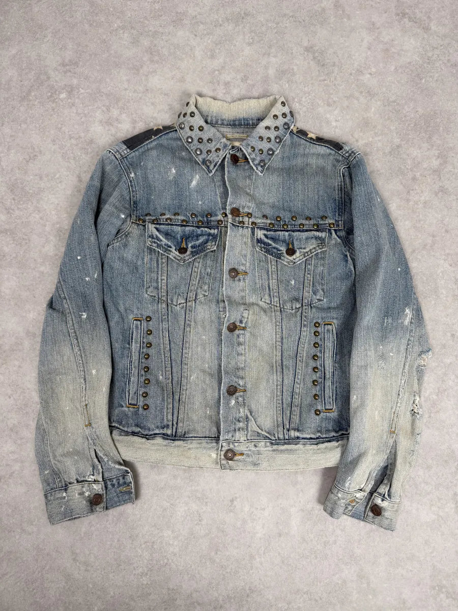 2000s Ralph Lauren Denim & Supply Pins Studded USA Flag Denim Jacket GhavbrN 1